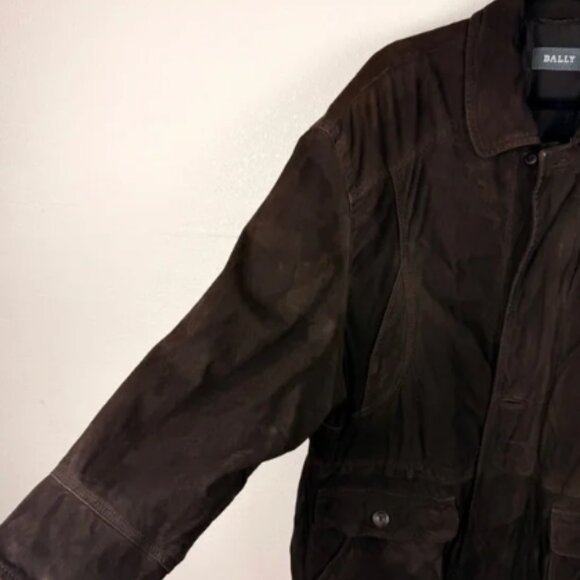 Bally Mens Vintage Suede Chore Chocolate Brown Jacket Mens 46 - Picture 3 of 7